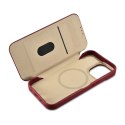 ICarer CE Premium Leather Folio Case skórzane etui iPhone 14 Pro z klapką magnetyczne MagSafe czerwony (WMI14220714-RD)