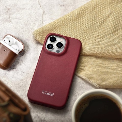 ICarer CE Premium Leather Folio Case skórzane etui iPhone 14 Pro z klapką magnetyczne MagSafe czerwony (WMI14220714-RD) ICarer CE Premium Leather Folio Case skórzane etui iPhone 14 Pro z klapką magnetyczne MagSafe czerwony (WMI14220714-RD)