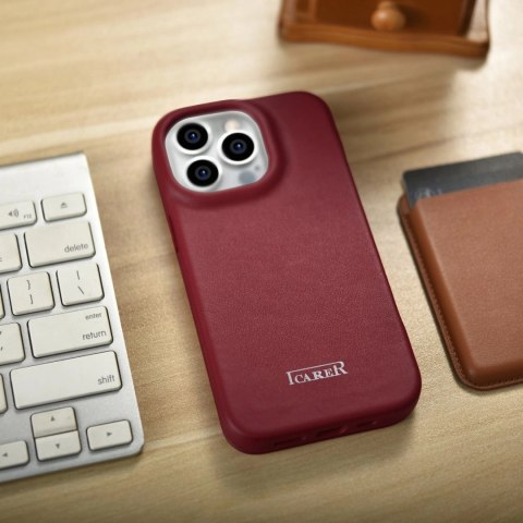 ICarer CE Premium Leather Folio Case skórzane etui iPhone 14 Pro z klapką magnetyczne MagSafe czerwony (WMI14220714-RD) ICarer CE Premium Leather Folio Case skórzane etui iPhone 14 Pro z klapką magnetyczne MagSafe czerwony (WMI14220714-RD)