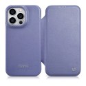 ICarer CE Premium Leather Folio Case skórzane etui iPhone 14 Pro z klapką magnetyczne MagSafe jasnofioletowy (WMI14220714-LP)