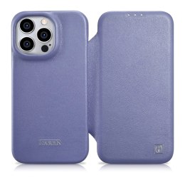 ICarer CE Premium Leather Folio Case skórzane etui iPhone 14 Pro z klapką magnetyczne MagSafe jasnofioletowy (WMI14220714-LP)