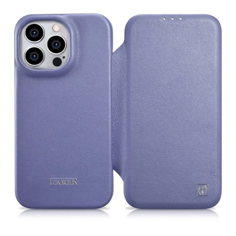 ICarer CE Premium Leather Folio Case skórzane etui iPhone 14 Pro z klapką magnetyczne MagSafe jasnofioletowy (WMI14220714-LP) ICarer CE Premium Leather Folio Case skórzane etui iPhone 14 Pro z klapką magnetyczne MagSafe jasnofioletowy (WMI14220714-LP)