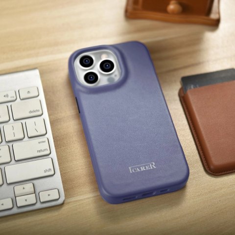 ICarer CE Premium Leather Folio Case skórzane etui iPhone 14 Pro z klapką magnetyczne MagSafe jasnofioletowy (WMI14220714-LP) ICarer CE Premium Leather Folio Case skórzane etui iPhone 14 Pro z klapką magnetyczne MagSafe jasnofioletowy (WMI14220714-LP)