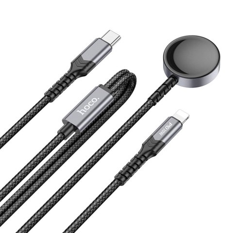 EOL HOCO ładowarka indukcyjna 2w1 Typ C do Apple Watch + kabel ładowania Lightning PD QC 3A CW54 1,2 m czarna EOL HOCO ładowarka indukcyjna 2w1 Typ C do Apple Watch + kabel ładowania Lightning PD QC 3A CW54 1,2 m czarna