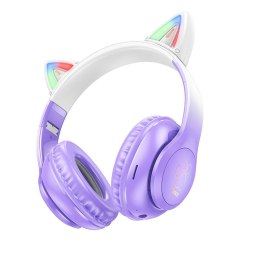 HOCO słuchawki bezprzewodowe bluetooth nagłowne W42 Kocie Uszy fioletowe winogrono