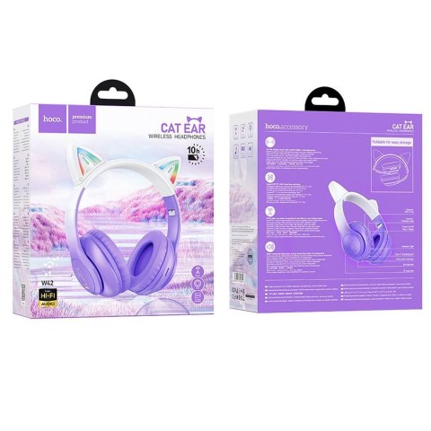 HOCO słuchawki bezprzewodowe bluetooth nagłowne W42 Kocie Uszy fioletowe winogrono HOCO słuchawki bezprzewodowe bluetooth nagłowne W42 Kocie Uszy fioletowe winogrono