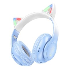 HOCO słuchawki bezprzewodowe bluetooth nagłowne W42 Kocie Uszy krystaliszny niebieski