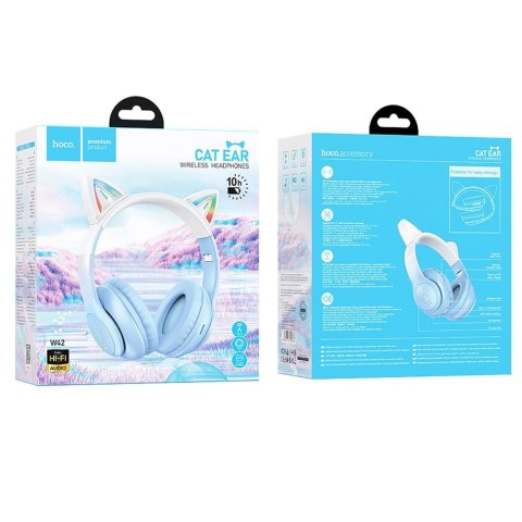 HOCO słuchawki bezprzewodowe bluetooth nagłowne W42 Kocie Uszy krystaliszny niebieski HOCO słuchawki bezprzewodowe bluetooth nagłowne W42 Kocie Uszy krystaliszny niebieski