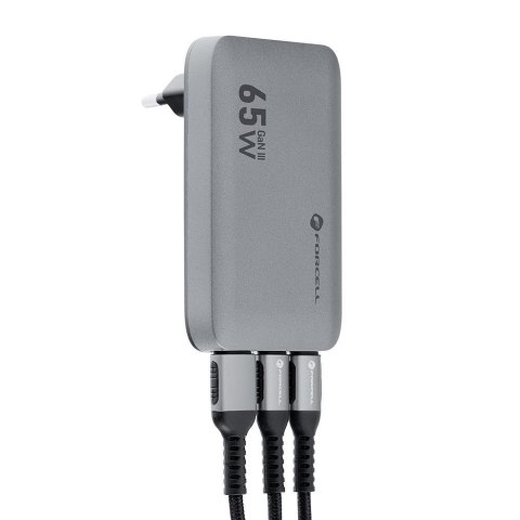 Ładowarka sieciowa do telefonu Forcell F-Energy Ultra slim GaN III 2 x USB C + USB A QC4.0 PD 4A 65W VT-47 szara #1 Ładowarka sieciowa do telefonu Forcell F-Energy Ultra slim GaN III 2 x USB C + USB A QC4.0 PD 4A 65W VT-47 szara #1