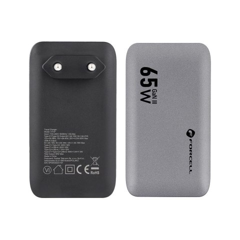 Ładowarka sieciowa do telefonu Forcell F-Energy Ultra slim GaN III 2 x USB C + USB A QC4.0 PD 4A 65W VT-47 szara #1 Ładowarka sieciowa do telefonu Forcell F-Energy Ultra slim GaN III 2 x USB C + USB A QC4.0 PD 4A 65W VT-47 szara #1
