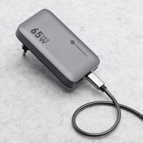 Ładowarka sieciowa do telefonu Forcell F-Energy Ultra slim GaN III 2 x USB C + USB A QC4.0 PD 4A 65W VT-47 szara #1 Ładowarka sieciowa do telefonu Forcell F-Energy Ultra slim GaN III 2 x USB C + USB A QC4.0 PD 4A 65W VT-47 szara #1
