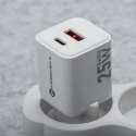 Ładowarka sieciowa do telefonu Forcell F-Energy Mini GaN III USB C + USB A QC4.0 PD 25W VT-25B biała #1 Ładowarka sieciowa do telefonu Forcell F-Energy Mini GaN III USB C + USB A QC4.0 PD 25W VT-25B biała #1