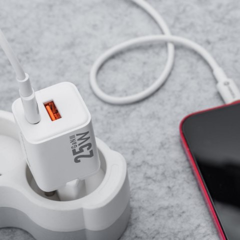 Ładowarka sieciowa do telefonu Forcell F-Energy Mini GaN III USB C + USB A QC4.0 PD 25W VT-25B biała #1 Ładowarka sieciowa do telefonu Forcell F-Energy Mini GaN III USB C + USB A QC4.0 PD 25W VT-25B biała #1