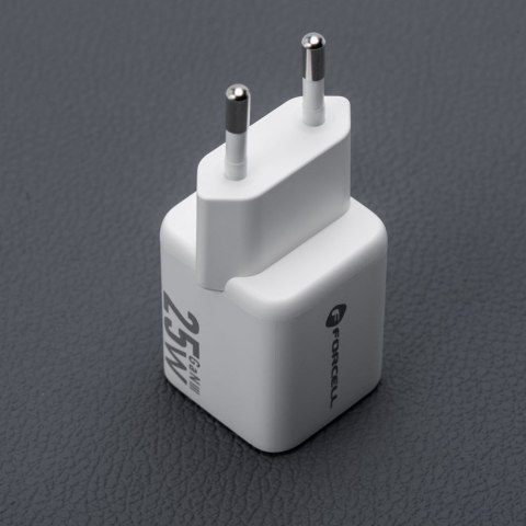 Ładowarka sieciowa do telefonu Forcell F-Energy Mini GaN III USB C + USB A QC4.0 PD 25W VT-25B biała #1 Ładowarka sieciowa do telefonu Forcell F-Energy Mini GaN III USB C + USB A QC4.0 PD 25W VT-25B biała #1