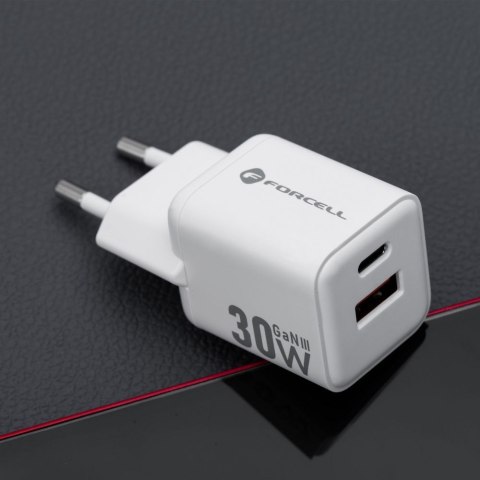 Ładowarka sieciowa do telefonu Forcell F-Energy Mini GaN III USB C + USB A QC4.0 PD 30W VT-35 biała #1 Ładowarka sieciowa do telefonu Forcell F-Energy Mini GaN III USB C + USB A QC4.0 PD 30W VT-35 biała #1