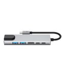Adapter Tech-Protect HB02 HUB Adapter 6w1 USB-C + USB2.0 + USB3.0 + HDMI 4K 30Hz + RJ45 + PD100W - szary