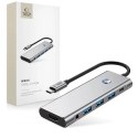 Adapter Tech-Protect HB04 HUB Adapter 9w1 USB-C + USB2.0 + USB3.0 + HDMI 4K 60Hz + SD / TF + PD100W + AV3.5 - szary Adapter Tech-Protect HB04 HUB Adapter 9w1 USB-C + USB2.0 + USB3.0 + HDMI 4K 60Hz + SD / TF + PD100W + AV3.5 - szary