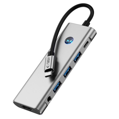 Adapter Tech-Protect HB04 HUB Adapter 9w1 USB-C + USB2.0 + USB3.0 + HDMI 4K 60Hz + SD / TF + PD100W + AV3.5 - szary Adapter Tech-Protect HB04 HUB Adapter 9w1 USB-C + USB2.0 + USB3.0 + HDMI 4K 60Hz + SD / TF + PD100W + AV3.5 - szary
