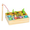 Gra drewniana montessori łowienie rybek marchewki robaczki Gra drewniana montessori łowienie rybek marchewki robaczki