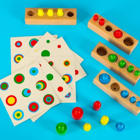 Odważniki cylindry drewniane montessori kolorowe Odważniki cylindry drewniane montessori kolorowe