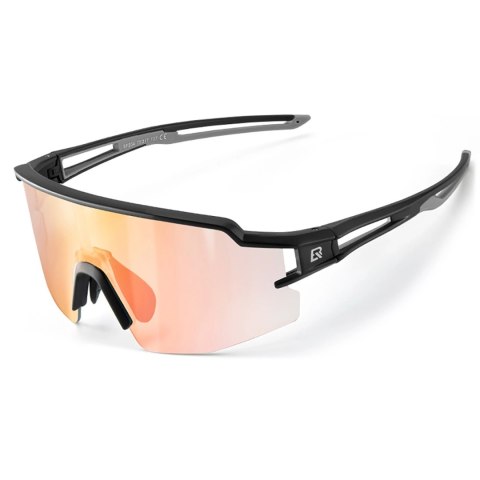 Okulary rowerowe Rockbros fotochromowe z ochroną UV i wkładką korekcyjną pomarańczowe szkła - czarne Okulary rowerowe Rockbros fotochromowe z ochroną UV i wkładką korekcyjną pomarańczowe szkła - czarne