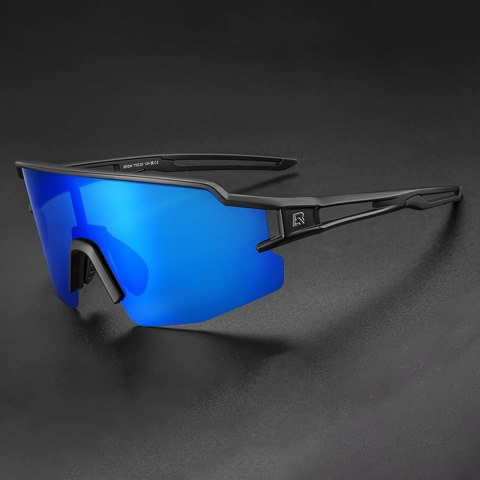 Okulary rowerowe Rockbros polaryzacyjne z ochroną UV i wkładką korekcyjną niebieskie szkła - czarne Okulary rowerowe Rockbros polaryzacyjne z ochroną UV i wkładką korekcyjną niebieskie szkła - czarne