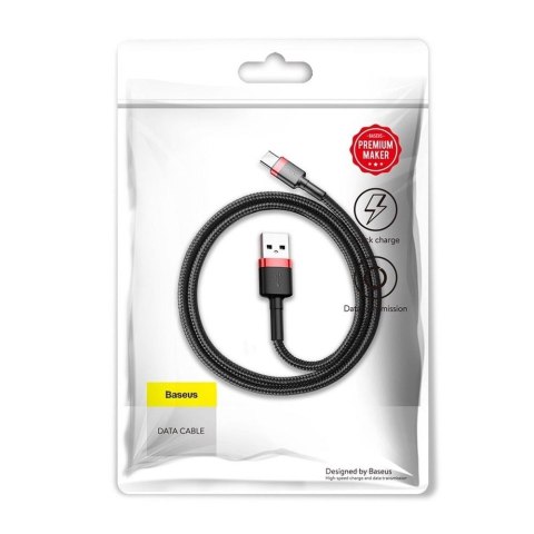 BASEUS kabel USB Cafule do Typ C 3A CATKLF-A91 0,5 metra czerwono-czarny BASEUS kabel USB Cafule do Typ C 3A CATKLF-A91 0,5 metra czerwono-czarny