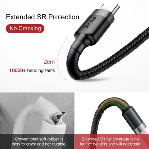 BASEUS kabel USB Cafule do Typ C 3A CATKLF-AG1 0,5 metra szaro-czarny BASEUS kabel USB Cafule do Typ C 3A CATKLF-AG1 0,5 metra szaro-czarny