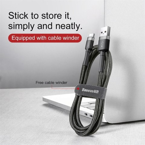 BASEUS kabel USB Cafule do Typ C 3A CATKLF-AG1 0,5 metra szaro-czarny BASEUS kabel USB Cafule do Typ C 3A CATKLF-AG1 0,5 metra szaro-czarny