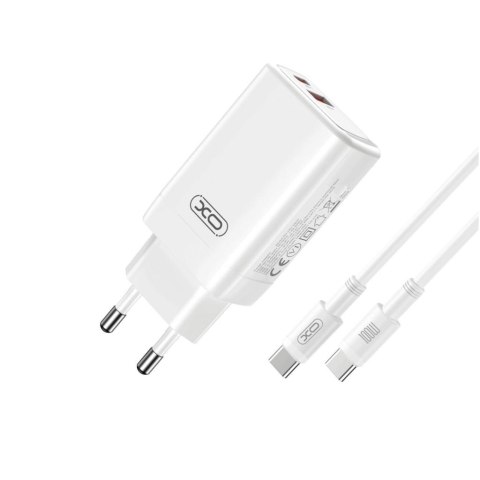XO ładowarka sieciowa CE17 PD 65W 1x USB-C 1x USB biała + kabel USB-C - USB-C XO ładowarka sieciowa CE17 PD 65W 1x USB-C 1x USB biała + kabel USB-C - USB-C