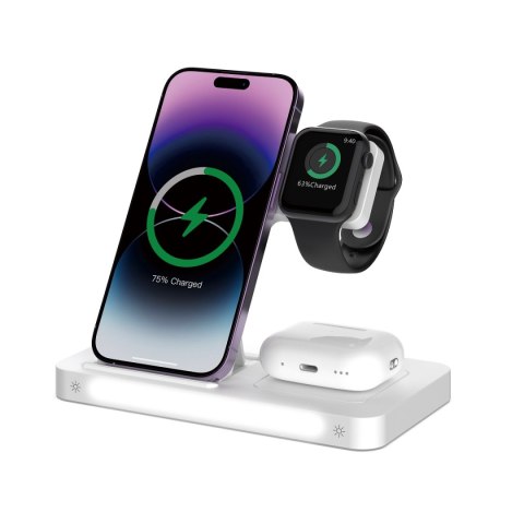 Devia ładowarka indukcyjna 3w1 Smart 15W biała z lampką Devia ładowarka indukcyjna 3w1 Smart 15W biała z lampką