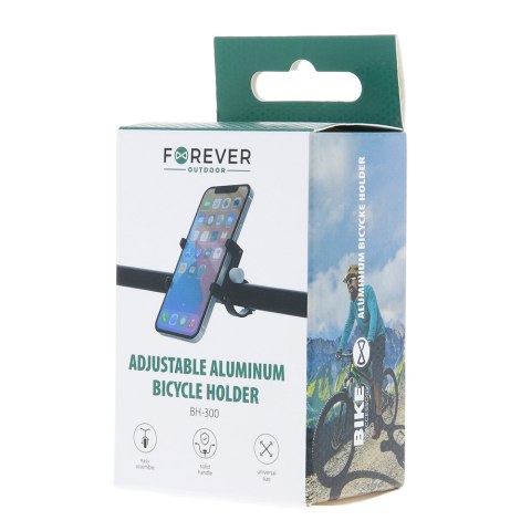 Forever Outdoor Regulowany uchwyt rowerowy aluminiowy BH-300 czarny Forever Outdoor Regulowany uchwyt rowerowy aluminiowy BH-300 czarny