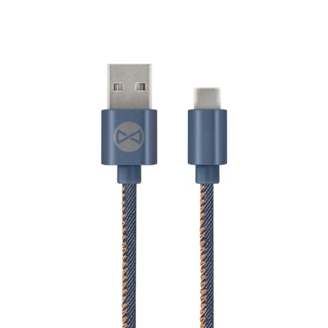 Forever kabel Jeans USB - USB-C 1,0 m 2A niebieski Forever kabel Jeans USB - USB-C 1,0 m 2A niebieski