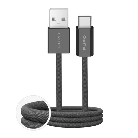 Kabel Puro Fabrik 2.0 10W USB-A - USB-C w oplocie 1,5 m - ciemnozielony Kabel Puro Fabrik 2.0 10W USB-A - USB-C w oplocie 1,5 m - ciemnozielony