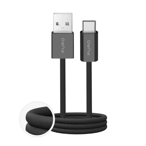 Kabel Puro Fabrik 2.0 10W USB-A - USB-C w oplocie 1,5 m - czarny Kabel Puro Fabrik 2.0 10W USB-A - USB-C w oplocie 1,5 m - czarny