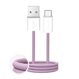 Kabel Puro Fabrik 2.0 10W USB-A - USB-C w oplocie 1,5 m - różowy