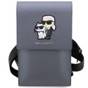 Karl Lagerfeld torebka na telefon KLWBSAKCPMG srebrna hardcase Phone Pounch Universal Saffiano K&C NFT