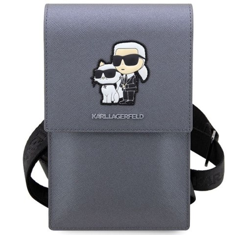 Karl Lagerfeld torebka na telefon KLWBSAKCPMG srebrna hardcase Phone Pounch Universal Saffiano K&C NFT Karl Lagerfeld torebka na telefon KLWBSAKCPMG srebrna hardcase Phone Pounch Universal Saffiano K&C NFT