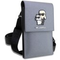 Karl Lagerfeld torebka na telefon KLWBSAKCPMG srebrna hardcase Phone Pounch Universal Saffiano K&C NFT