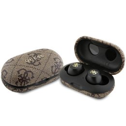 Guess słuchawki Bluetooth GUTWSP4EGW TWS ENC 4G PU METAL LOGO brązowe