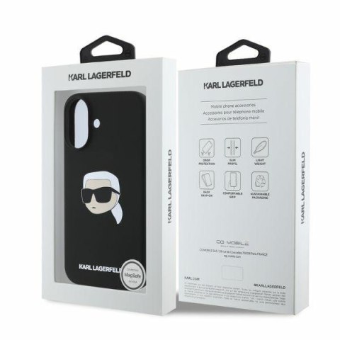 Karl Lagerfeld nakładka do iPhone 16 6,1" KLHMP16SSKHPPLK czarna hardcase Silicone KL Head Print MagSafe Karl Lagerfeld nakładka do iPhone 16 6,1" KLHMP16SSKHPPLK czarna hardcase Silicone KL Head Print MagSafe