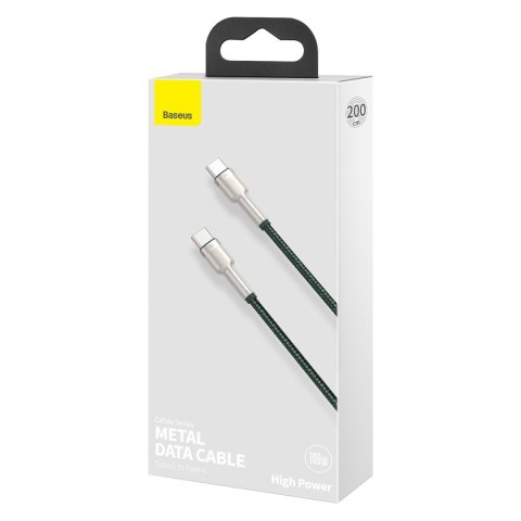 Baseus kabel Cafule Metal PD USB-C - USB-C 2,0 m zielony 100W Baseus kabel Cafule Metal PD USB-C - USB-C 2,0 m zielony 100W