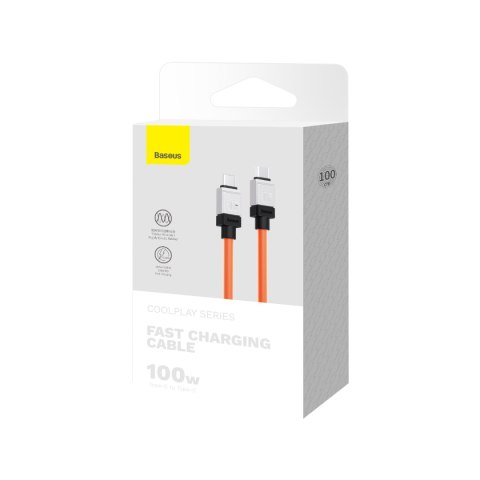 Baseus kabel CoolPlay USB-C - USB-C 1m 100W pomarańczowy Baseus kabel CoolPlay USB-C - USB-C 1m 100W pomarańczowy