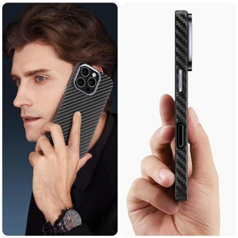 Etui Tech-Protect Ion Carbon MagSafe na iPhone 16e - czarno-szare Etui Tech-Protect Ion Carbon MagSafe na iPhone 16e - czarno-szare
