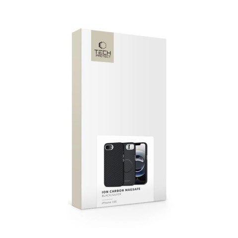 Etui Tech-Protect Ion Carbon MagSafe na iPhone 16e - czarno-szare Etui Tech-Protect Ion Carbon MagSafe na iPhone 16e - czarno-szare