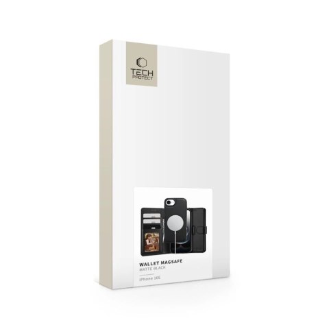 Etui Tech-Protect Wallet MagSafe na iPhone 16e - czarny mat Etui Tech-Protect Wallet MagSafe na iPhone 16e - czarny mat