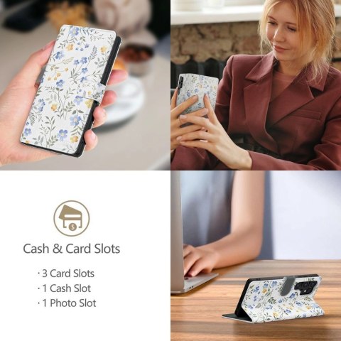 Etui Tech-Protect Wallet na Samsung Galaxy A26 5G - stokrotki z liśćmi Etui Tech-Protect Wallet na Samsung Galaxy A26 5G - stokrotki z liśćmi