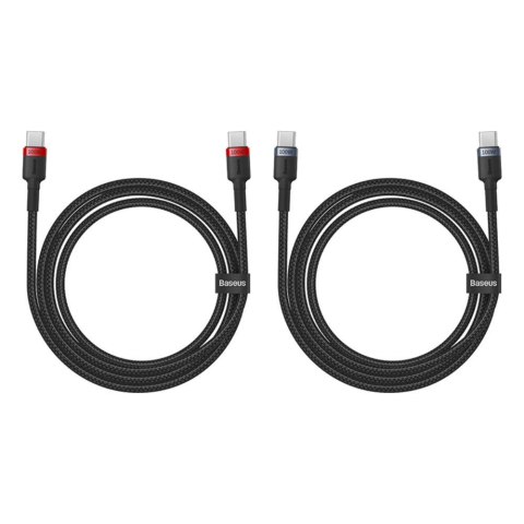 Baseus kabel Cafule Charging Cable USB-C to USB-C 100W 2m 2pcs Red czarny+Grey czarny Baseus kabel Cafule Charging Cable USB-C to USB-C 100W 2m 2pcs Red czarny+Grey czarny