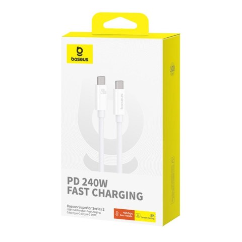 Baseus kabel Superior Series 2 USB4 Full-Function Fast Charging Cable Type-C to Type-C 240W 1m biały Baseus kabel Superior Series 2 USB4 Full-Function Fast Charging Cable Type-C to Type-C 240W 1m biały