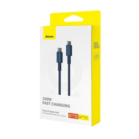 Baseus kabel Tungsten Gold Fast Charging Data Cable Type-C to Type-C 100W 1m niebieski Baseus kabel Tungsten Gold Fast Charging Data Cable Type-C to Type-C 100W 1m niebieski